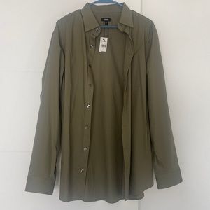 Men’s green express button down dress shirt extra slim